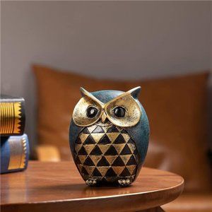 Owl Statue Home Decor,Owl Figurines for Bookshelf Bedroom Living Room Office